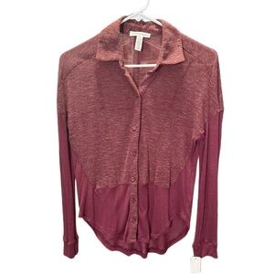 Ambiance Maroon Button-Down Shirt